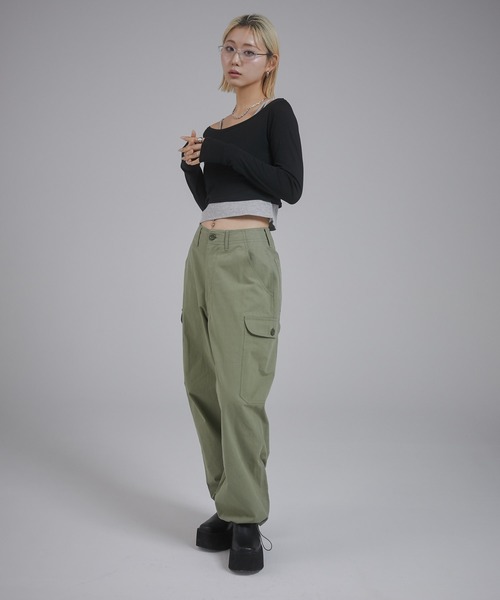 ENVYM（アンビー）の「レイヤードロンT（Tシャツ/カットソー・レディース・グレー/ブラック/ホワイト・FREE）」の12枚目の写真