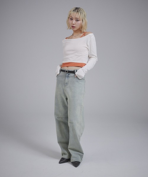 ENVYM（アンビー）の「レイヤードロンT（Tシャツ/カットソー・レディース・グレー/ブラック/ホワイト・FREE）」の19枚目の写真