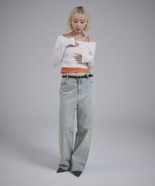 ENVYM（アンビー）の「レイヤードロンT（Tシャツ/カットソー・レディース・グレー/ブラック/ホワイト・FREE）」の20枚目の写真