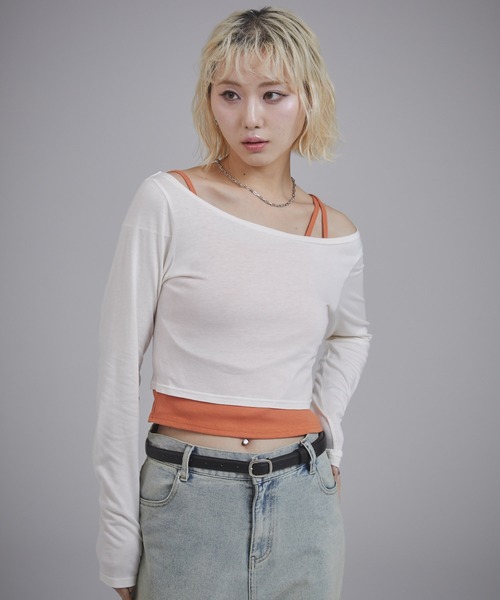 ENVYM（アンビー）の「レイヤードロンT（Tシャツ/カットソー・レディース・グレー/ブラック/ホワイト・FREE）」の15枚目の写真