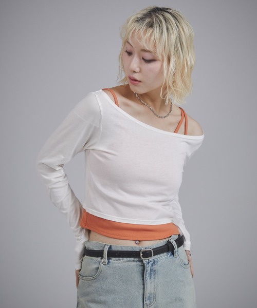 ENVYM（アンビー）の「レイヤードロンT（Tシャツ/カットソー・レディース・グレー/ブラック/ホワイト・FREE）」の16枚目の写真