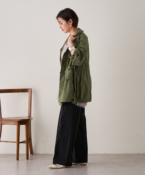 SHENERY（シーナリー）の「《インフルエンサー＠tsuru00コラボ》ミリタリーシャツジャケット（ブルゾン・レディース・カーキ/オフホワイト・38/36）」の5枚目の写真