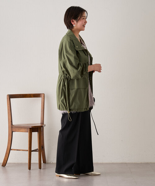 SHENERY（シーナリー）の「《インフルエンサー＠tsuru00コラボ》ミリタリーシャツジャケット（ブルゾン・レディース・カーキ/オフホワイト・38/36）」の6枚目の写真