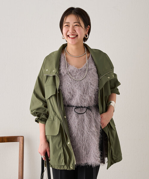 SHENERY（シーナリー）の「《インフルエンサー＠tsuru00コラボ》ミリタリーシャツジャケット（ブルゾン・レディース・カーキ/オフホワイト・38/36）」の10枚目の写真