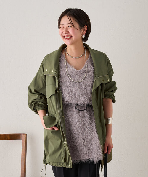 SHENERY（シーナリー）の「《インフルエンサー＠tsuru00コラボ》ミリタリーシャツジャケット（ブルゾン・レディース・カーキ/オフホワイト・38/36）」の12枚目の写真