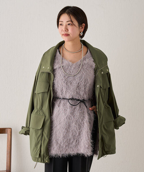 SHENERY（シーナリー）の「《インフルエンサー＠tsuru00コラボ》ミリタリーシャツジャケット（ブルゾン・レディース・カーキ/オフホワイト・38/36）」の18枚目の写真