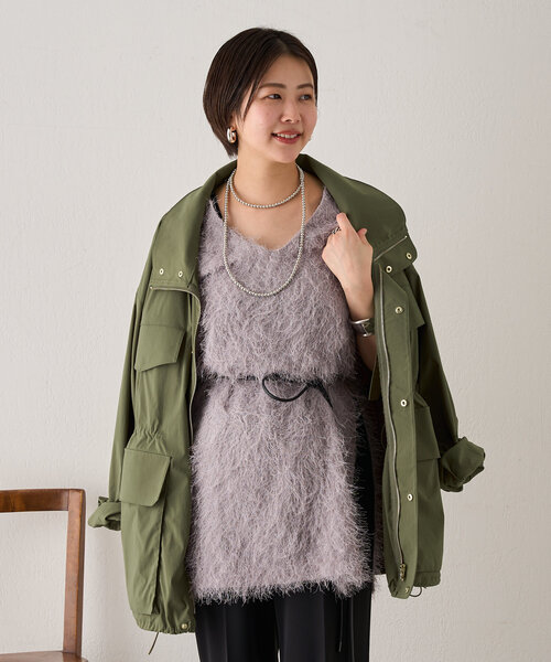 SHENERY（シーナリー）の「《インフルエンサー＠tsuru00コラボ》ミリタリーシャツジャケット（ブルゾン・レディース・カーキ/オフホワイト・38/36）」の19枚目の写真