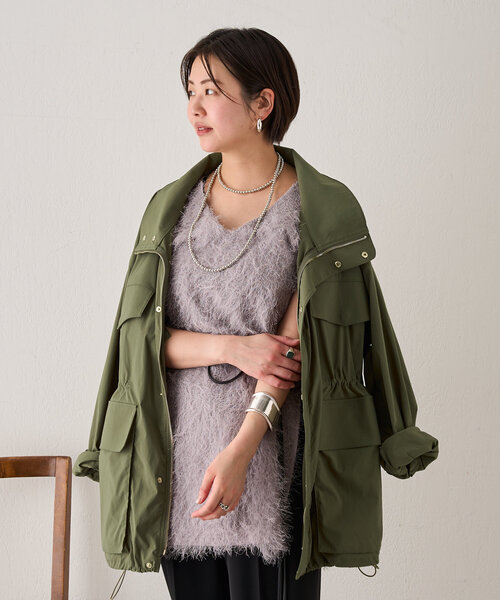 SHENERY（シーナリー）の「《インフルエンサー＠tsuru00コラボ》ミリタリーシャツジャケット（ブルゾン・レディース・カーキ/オフホワイト・38/36）」の20枚目の写真