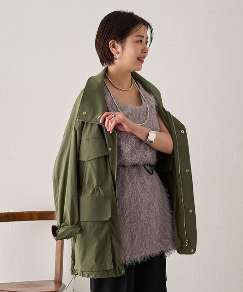 SHENERY（シーナリー）の「《インフルエンサー＠tsuru00コラボ》ミリタリーシャツジャケット（ブルゾン・レディース・カーキ/オフホワイト・38/36）」の22枚目の写真