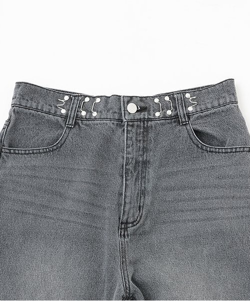 Mi-je(ミジェ)の「タックデニムワイドパンツ【韓国ファッション】(デニムパンツ・レディース・グレー/サックスブルー・S/M)」の12枚目の写真
