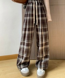 茶系チェックハカマパンツ ヴィオラ エ ヴィオラ Viola e Viola ゆるストレートチェック