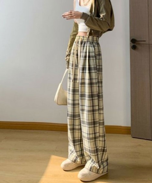 SallyLunn(サリーラン)の「チェックワイドリラックスパンツ(その他パンツ・レディース・ブラウン/ブラック/ホワイト・LARGE/MEDIUM)」の10枚目の写真