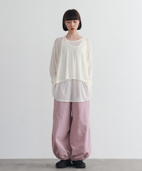 PURE BRIGHT（ピュアブライト）の「シアー杢天竺タンクトップ＋トップス（Tシャツ/カットソー・レディース・アイボリー/ブラック/グレー・FREE）」の18枚目の写真