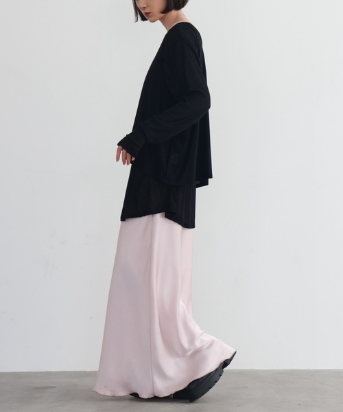 PURE BRIGHT（ピュアブライト）の「シアー杢天竺タンクトップ＋トップス（Tシャツ/カットソー・レディース・アイボリー/ブラック/グレー・FREE）」の7枚目の写真