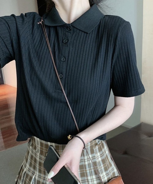 SallyLunn(サリーラン)の「【シンプルで使いやすい】フロントボタン半袖ブラウス(シャツ/ブラウス・レディース・ホワイト/ブラック/グレー・MEDIUM/LARGE)」の2枚目の写真