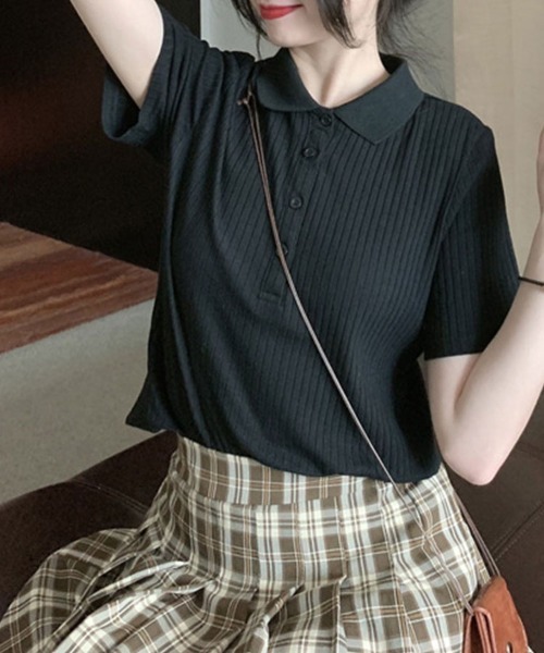 SallyLunn(サリーラン)の「【シンプルで使いやすい】フロントボタン半袖ブラウス(シャツ/ブラウス・レディース・ホワイト/ブラック/グレー・MEDIUM/LARGE)」の6枚目の写真