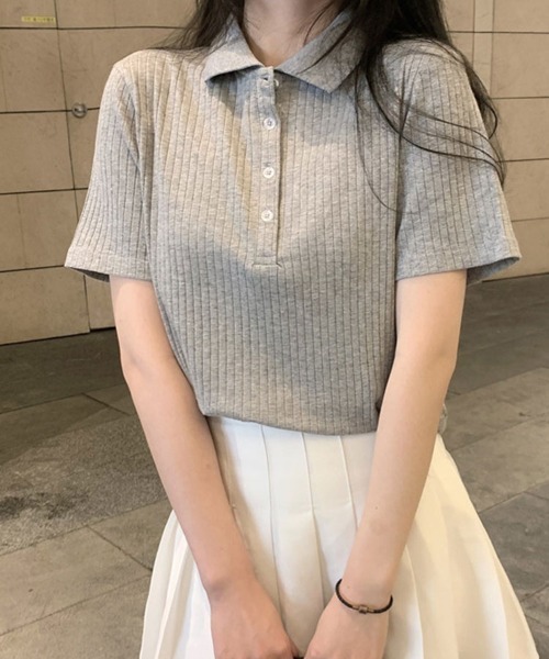 SallyLunn(サリーラン)の「【シンプルで使いやすい】フロントボタン半袖ブラウス(シャツ/ブラウス・レディース・ホワイト/ブラック/グレー・MEDIUM/LARGE)」の7枚目の写真