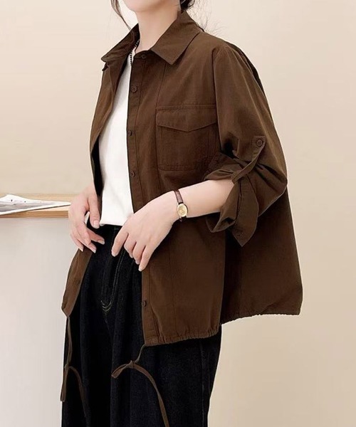 aimoha(アイモハ)の「ロールアップコットンシャツ(シャツ/ブラウス・レディース・ライトベージュ/チョコ/レッド/イエロー・FREE)」の7枚目の写真