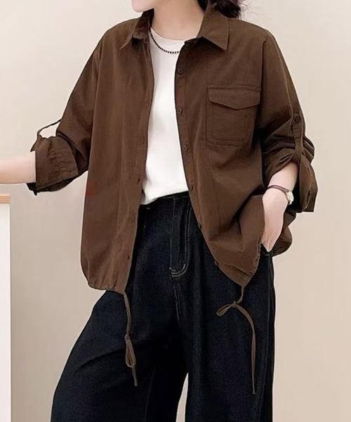 aimoha(アイモハ)の「ロールアップコットンシャツ(シャツ/ブラウス・レディース・ライトベージュ/チョコ/レッド/イエロー・FREE)」の8枚目の写真