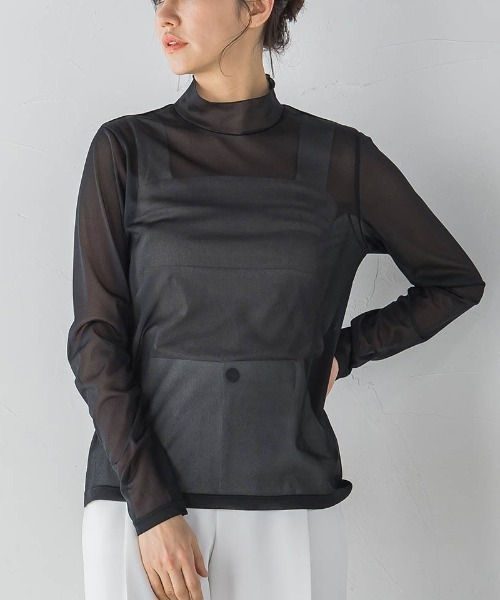 LAUTREAMONT(ロートレアモン)の「ストレッチオーガンジーカットソー≪洗濯機で洗える≫(Tシャツ/カットソー・レディース・ホワイト/ライトブルー/ブラック・9号)」の3枚目の写真