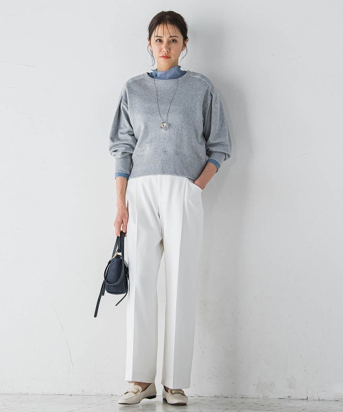LAUTREAMONT(ロートレアモン)の「ストレッチオーガンジーカットソー≪洗濯機で洗える≫(Tシャツ/カットソー・レディース・ホワイト/ライトブルー/ブラック・9号)」の12枚目の写真