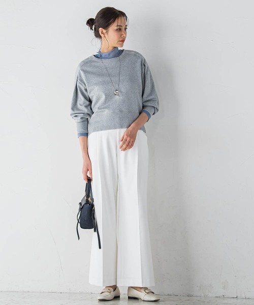 LAUTREAMONT(ロートレアモン)の「ストレッチオーガンジーカットソー≪洗濯機で洗える≫(Tシャツ/カットソー・レディース・ホワイト/ライトブルー/ブラック・9号)」の13枚目の写真