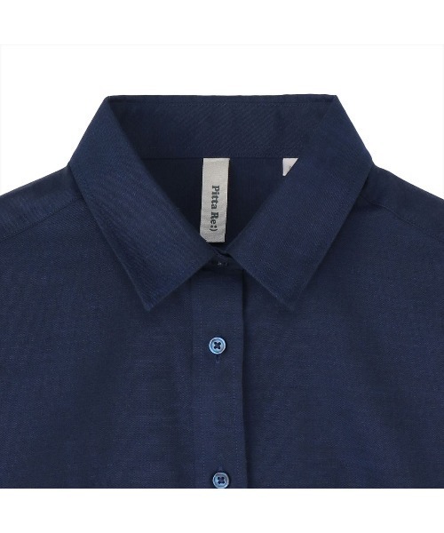 TOKYO SHIRTS(トウキョウシャツ)の「【Pitta Re:)】ふわっとガーゼシャツ 長袖 綿100% レディースカジュアルシャツ(シャツ/ブラウス・レディース・ネイビー・S/M/L/LL)」の3枚目の写真