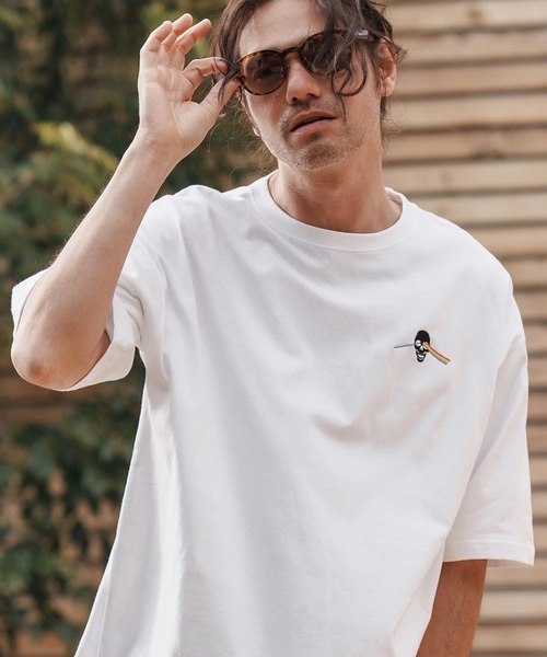 CAMBIO(カンビオ)の「mt9553-刺繍T_Skull rainbow Tシャツ(Tシャツ/カットソー・メンズ・ホワイト/ブラック/ネイビー・S/M/L/XL)」の15枚目の写真