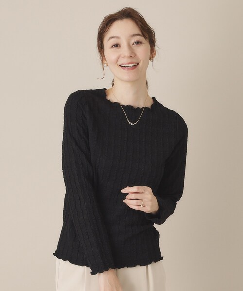 ITS'DEMO(イッツデモ)の「◆【手洗い可】ふくれジャカードプルオーバー(Tシャツ/カットソー・レディース・オフホワイト/ブラック/サックスブルー・00)」の3枚目の写真