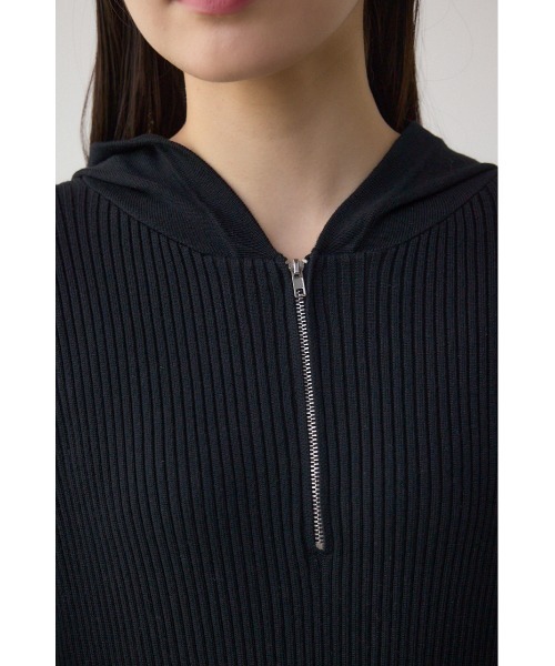 AZUL by moussy(アズールバイマウジー)の「【身長/骨格別着用画像あり】ショルダースリットリブニットワンピース 春服 秋服 ロングワンピース デザインワンピ(ワンピース・レディース・ライトグレー/ブラック/ブルー・FREE)」の9枚目の写真