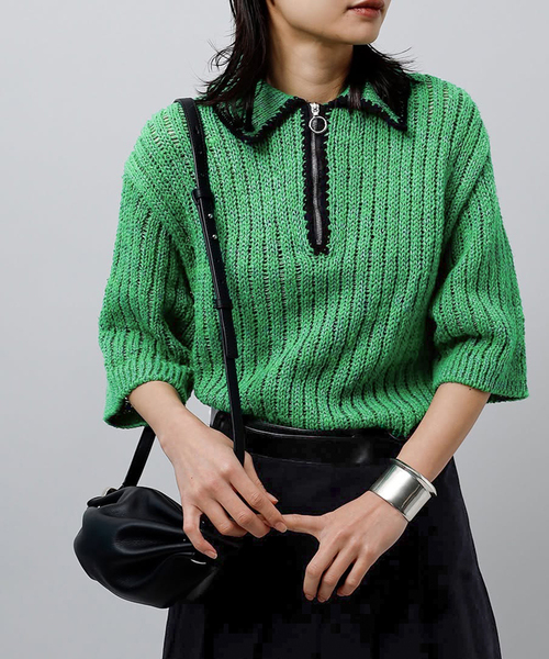 セール】【JANE SMITH/ジェーンスミス】3G KNIT HALF ZIP POLO