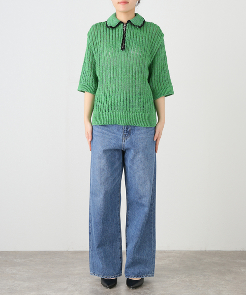 セール】【JANE SMITH/ジェーンスミス】3G KNIT HALF ZIP POLO