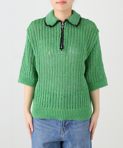JANE SMITH / JOHN SMITH（ジェーンスミスジョンスミス）の「【JANE SMITH/ジェーンスミス】3G KNIT HALF ZIP POLO SHIRT S：ニット（ニット/セーター・レディース・グリーン・SMALL）」の5枚目の写真