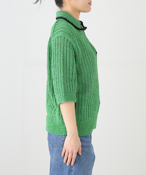 JANE SMITH / JOHN SMITH（ジェーンスミスジョンスミス）の「【JANE SMITH/ジェーンスミス】3G KNIT HALF ZIP POLO SHIRT S：ニット（ニット/セーター・レディース・グリーン・SMALL）」の8枚目の写真