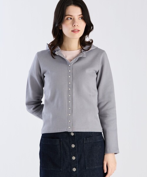 agnes b.(アニエスベー)の「オーガニックコットン メルトン 長袖 カーディガンプレッション "Capuche"(カーディガン/ボレロ・レディース・グレー系その他・1/3/2)」の6枚目の写真