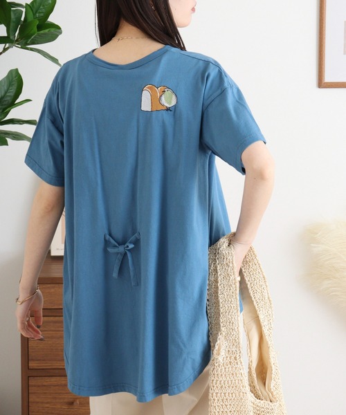 tシャツ EMAGO パンと小鳥刺繍フレアＴ レディース 楽天市場】パンと小鳥刺繍フレアTシャツ emago ナチュラル