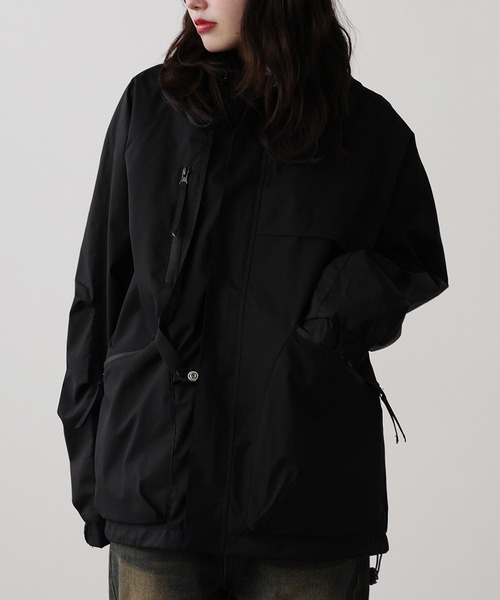 オーバーサイズ 黒 スタンドカラー ジャケット Stand color Over Size Jacket / スタンドカラーオーバーサイズ