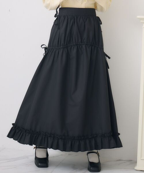 ems excite（エムズエキサイト）の「ハイウエストドロストフレアSK（スカート・レディース・オフホワイト/ブラック系その他2/ブラック・FREE）」の3枚目の写真