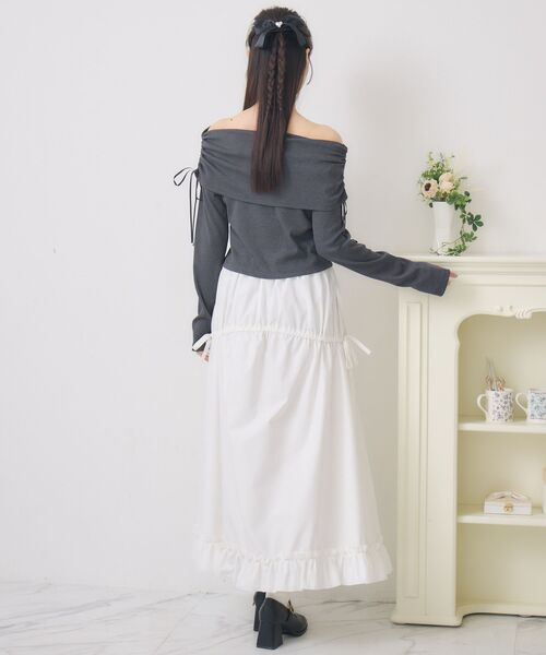 ems excite（エムズエキサイト）の「ハイウエストドロストフレアSK（スカート・レディース・オフホワイト/ブラック系その他2/ブラック・FREE）」の18枚目の写真