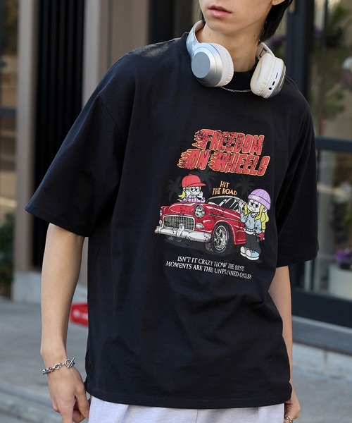 MONO-MART(モノマート)の「ヴィンテージライクデザイングラフィックプリント半袖Tシャツ(Tシャツ/カットソー・レディース・ブラック系1/ブラック系3/スミクロ/ブラック系/ホワイト系/ブラック系2/オフホワイト/ブラック系5/ブラック系4・M/L)」の9枚目の写真