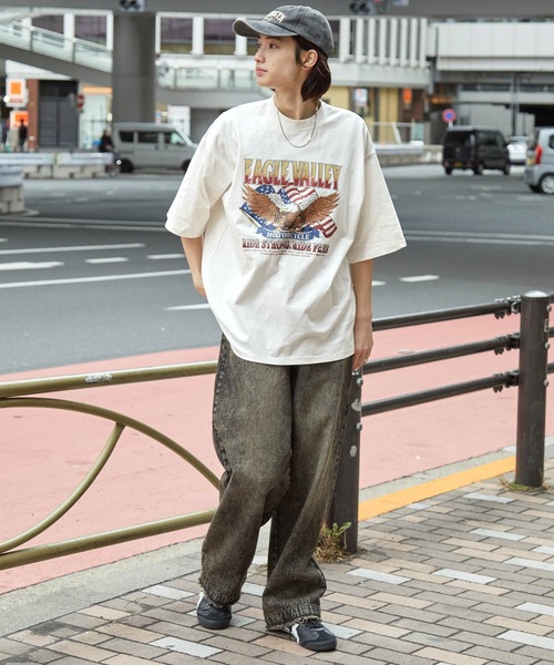 ヴィンテージライクデザイングラフィックプリント半袖Tシャツ MONO