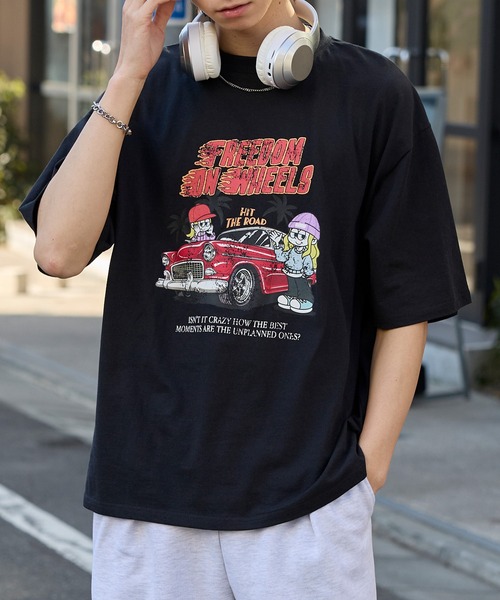 MONO-MART(モノマート)の「ヴィンテージライクデザイングラフィックプリント半袖Tシャツ(Tシャツ/カットソー・レディース・ブラック系1/ブラック系3/スミクロ/ブラック系/ホワイト系/ブラック系2/オフホワイト/ブラック系5/ブラック系4・M/L)」の13枚目の写真