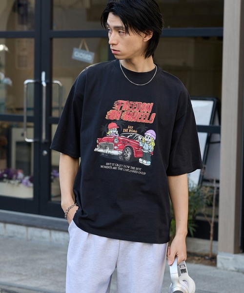 MONO-MART(モノマート)の「ヴィンテージライクデザイングラフィックプリント半袖Tシャツ(Tシャツ/カットソー・レディース・ブラック系1/ブラック系3/スミクロ/ブラック系/ホワイト系/ブラック系2/オフホワイト/ブラック系5/ブラック系4・M/L)」の18枚目の写真