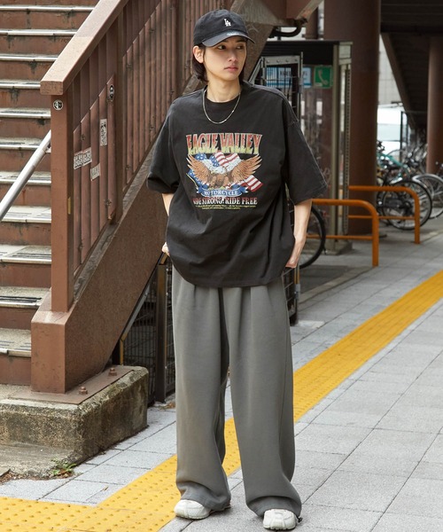ヴィンテージライクデザイングラフィックプリント半袖Tシャツ MONO
