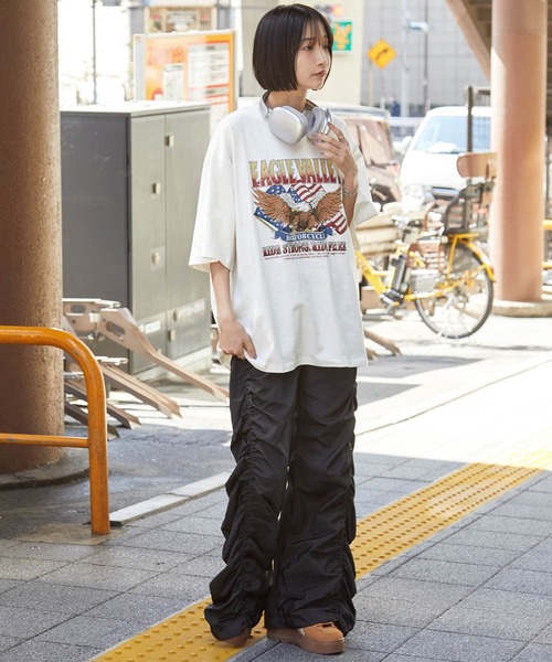 ヴィンテージライクデザイングラフィックプリント半袖Tシャツ MONO