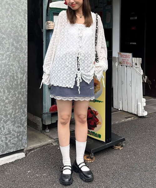 レースメローフーディートップス（Tシャツ/カットソー
