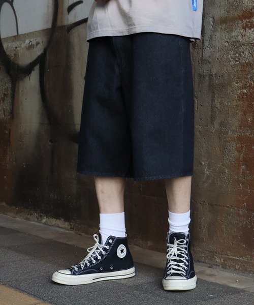 FIRST DOWN（ファーストダウン）の「【FIRST DOWN/ファーストダウン】BAGGY FIT SHORT JEAN/ バギーフィット ショートジーン（デニムパンツ・メンズ・ネイビー/ライトブルー/ブラック・XL/L/M）」の3枚目の写真
