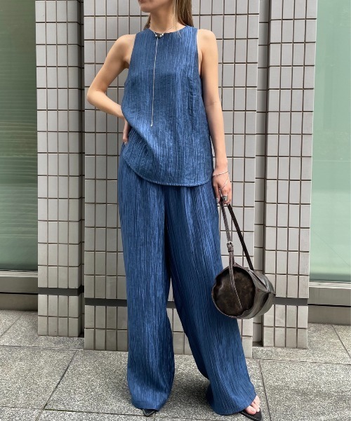 AIC.（エーアイシー）の「ビンテージサテンイージーパンツ/セットアップ可能（その他パンツ・レディース・グレイッシュベージュ/ネイビー・FREE）」の12枚目の写真