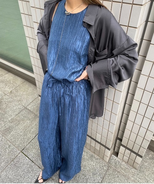 AIC.（エーアイシー）の「ビンテージサテンイージーパンツ/セットアップ可能（その他パンツ・レディース・グレイッシュベージュ/ネイビー・FREE）」の15枚目の写真