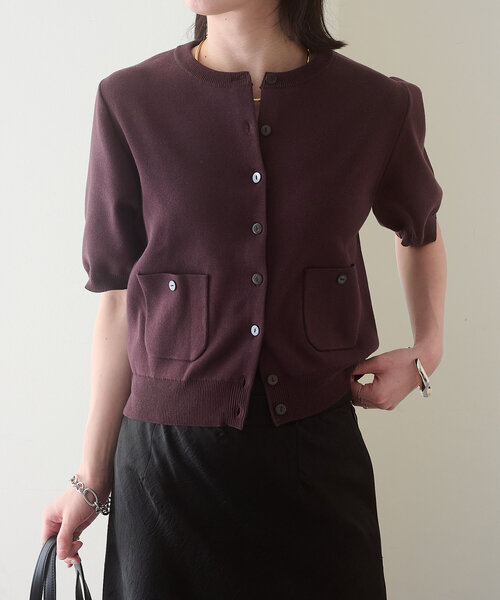 Omekashi（オメカシ）の「半袖強撚スウェットライクポケットカーディガン（カーディガン/ボレロ・レディース・オフホワイト/ピンク/ブラウン/ブラック/ベージュ・FREE）」の22枚目の写真